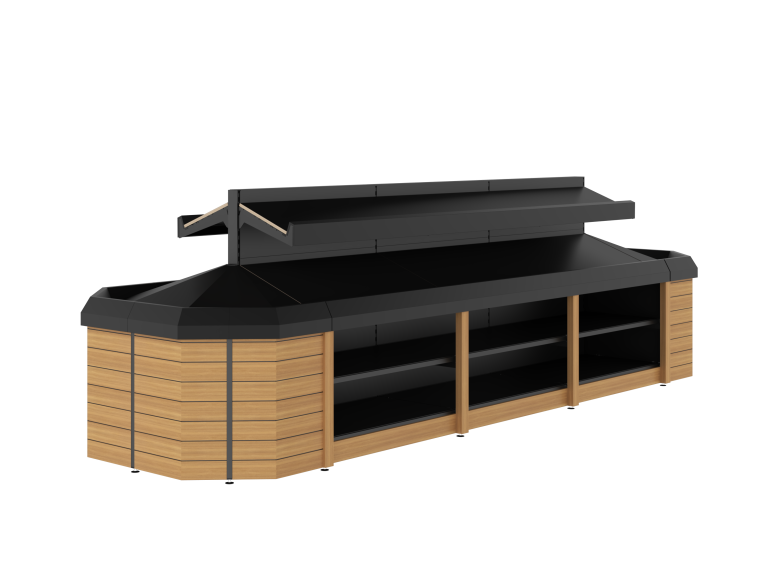 Double-Sided Double Tier 3 bay with plinth - Pyramid End