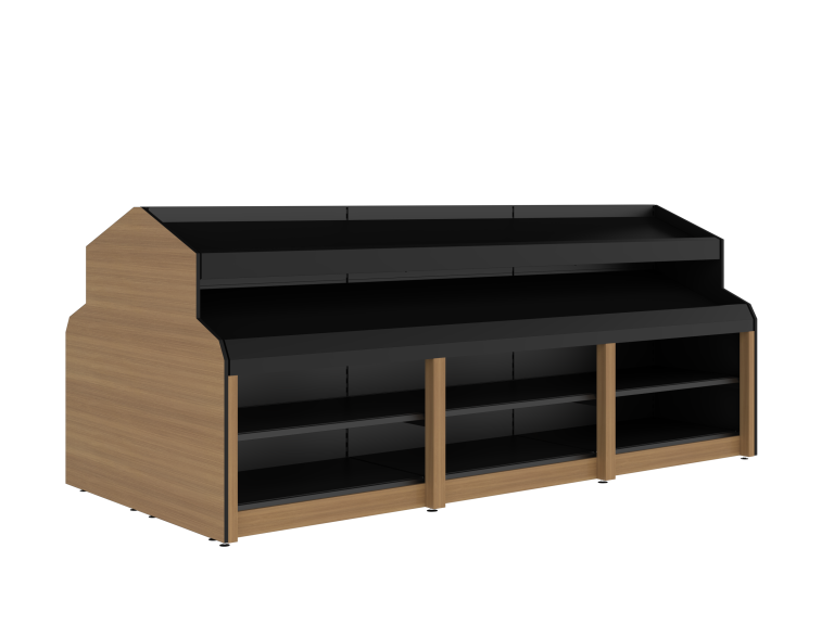 Double-Sided Double Tier 3 bay with plinth - timber end